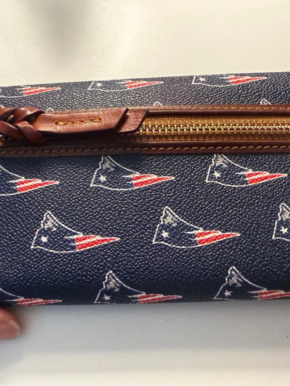 Dooney & Bourke Navy and Brown New England Patriots Dome Satchel Set